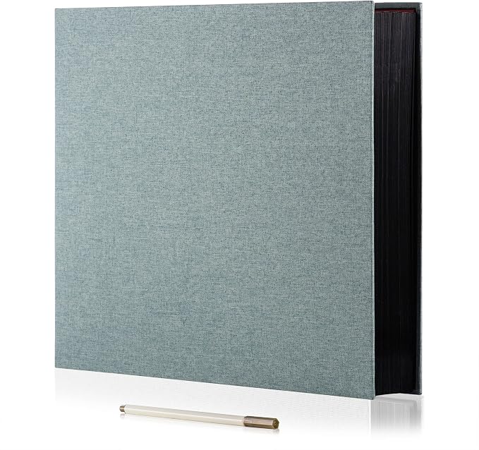 Large Photo Album Self Adhesive 4x6 8x10 10x12 13"x12.6" Scrapbook Album 12.6"x11" Inch 60 Black Sticky Pages Linen Cover Magnetic Photo Album with A Metallic Pen and DIY Stickers(Green) by HoneyTolly