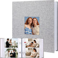 4x6 Photo Album Holds 240 Photos Writing Space, Linen Cover, Grey | Clear Acid-Free Sleeves, Memo Writing Areas, Front Display Window, Baby, Wedding, Travel & Family Picture Keepsakes by Xfveiwoo