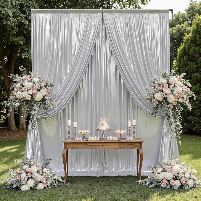Outpain 10x10ft Silver Sequin Backdrop Curtains -Heavy Duty Gold Photography Backdrops with Non-Shedding Glitter, Wrinkle-Free Stage Drapes for Wedding/Christmas/Studio Shoots (5x10ft 2 Panels) - Image 5