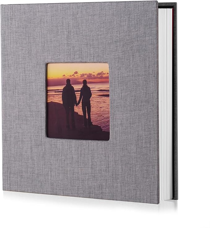 HoneyTolly Photo Album Self Adhesive Scrapbook Album for 4×6 Pictures DIY Magnetic Linen Cover Album 15 Sheets/30 Blank Pages for Family Wedding, Birthday, Christmas, Anniversary (Grey) by HoneyTolly