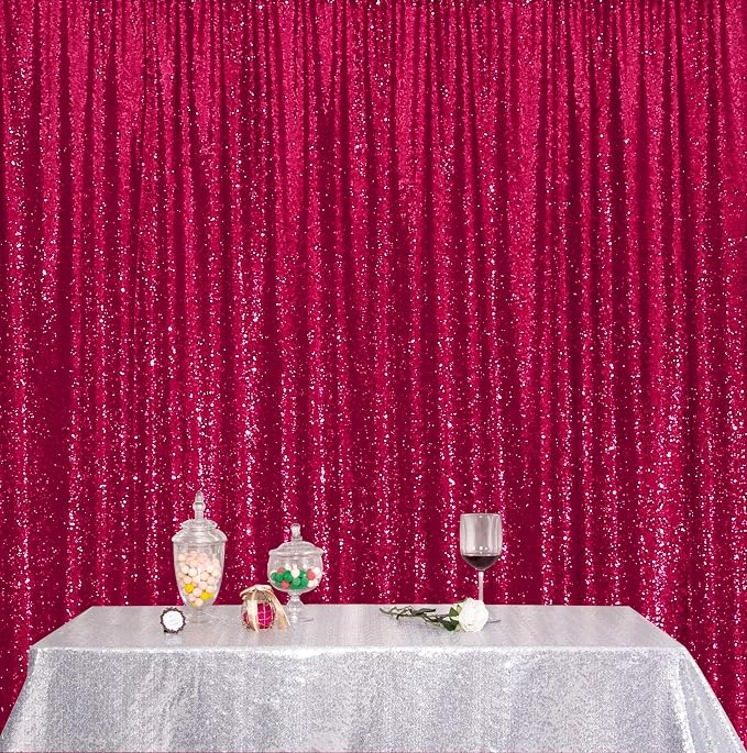 Poise3EHome 6FT x 8FT Sequin Photography Backdrop Curtain for Party Decoration, Hot Pink by Poise3EHome