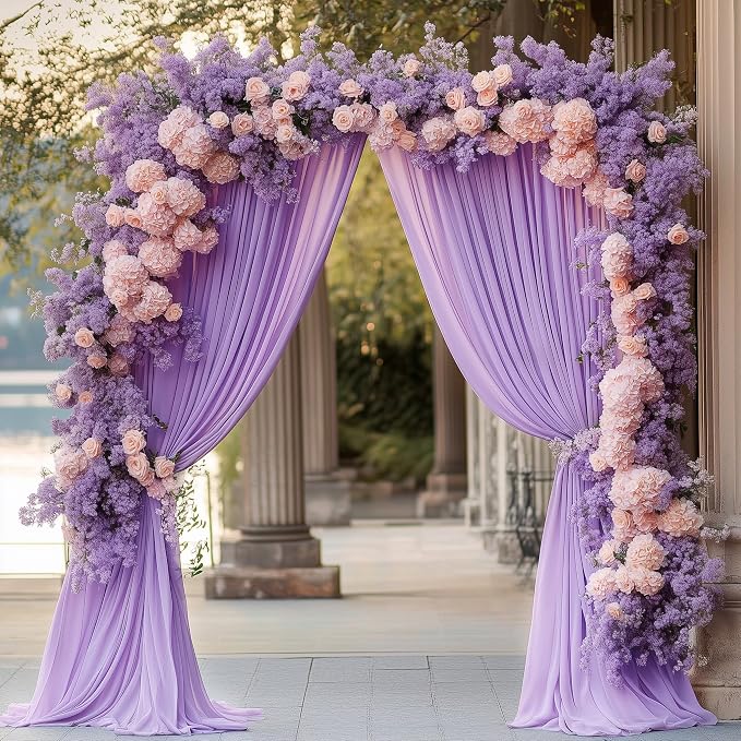 Lavender Purple Backdrop Curtain Drapes for Parties, 3Pack 10x8FT | Wrinkle Free Polyester Curtain Backdrop Draping Fabric for Backdrop Photoshoot Birthday Party Background,6 Panel 5x8FT - Image 4