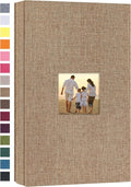 potricher Photo Album 4x6 Pictures, 300 Pockets, Linen Cover, Khaki | Linen Cover, Front Window, Large Capacity 4x6 Picture Albums, Photo Book for Family, Wedding, Anniversary, Baby, Keepsake by potricher