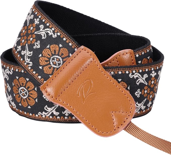 Padwa Lifestyle Brown Flower Camera Strap - 2" Wide Double Layer Cowhide Head Cotton Strap,Vintage Jacquard Embroidery Universal Neck & Shoulder Camera Straps for Photographers and All DSLR Cameras - Image 8