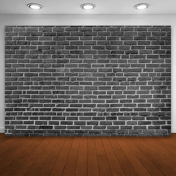 7x5 Ft Brick Wall Party Backdrop Fabric Black Brick Sign Photo Backdrops | Background for Halloween Party Wedding Graduation Home Decoration Photo Booth Prop Banner by Dormirpilow