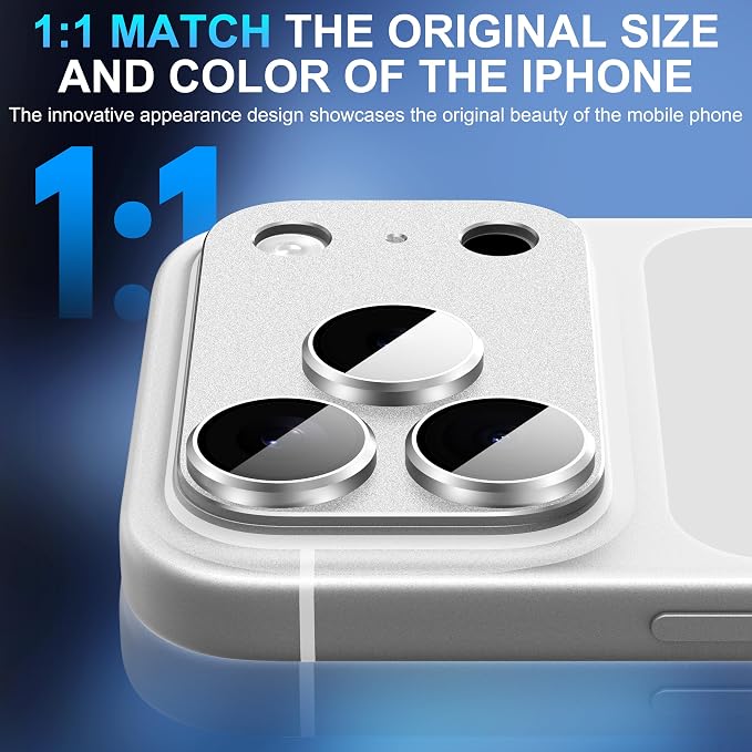 Suoman for iPhone 17 Pro Camera Lens Protector-Sliver | [All-in-one Frosted] [Strong-Adhesion] Metal Frame Tempered Glass Camera Lens Cover - Image 5