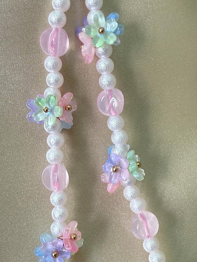Drawwind Phone Charm Beaded Wristlet Strap Universal Cell Phone Lanyard Cute Bracelet Wrist Strap Beaded Chain String Handmade Accessories for Case Camera Bags (Flower Girl) - Image 6