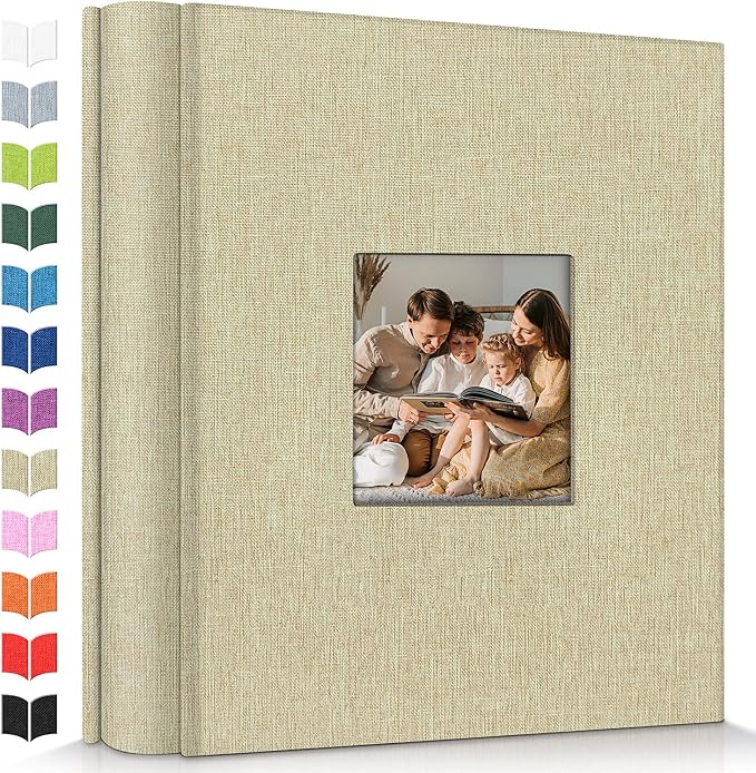 Artfeel Photo Album 4x6 with 600 Pockets,Slip-in Picture Albums,Linen Cover Memory Book with Front Window,White Page Vertical Photo Book for Wedding,Family,Anniversare,Baby,Vacation by Artfeel