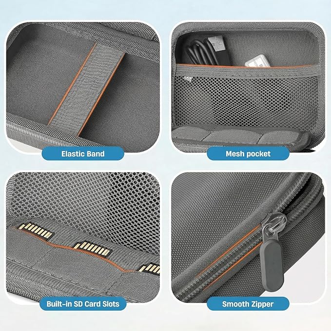 Digital Camera Case for CAMKORY/KODAK PIXPRO FZ45/FZ55/Canon IXUS 285 HS/AbergBest/Sony DSCW800/DSCW830 - Small Travel Compact Camera Holder with Mesh Pocket for SD Card & Accessories (Dark Gray) - Image 5