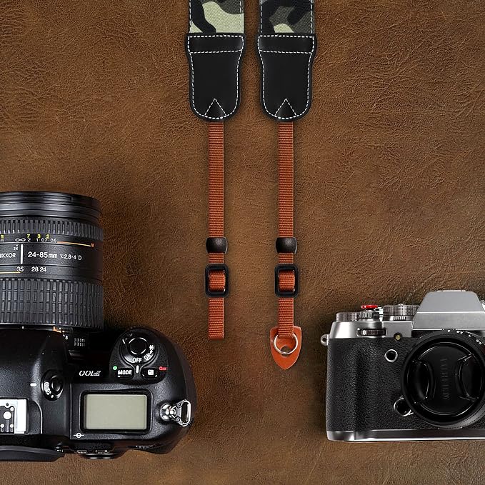 Padwa Lifestyle Camouflage Camera Strap - Double Layer Cowhide Ends,2" Pure Cotton Vintage Woven forest Camo Camera Straps,Adjustable Neck & Shoulder Strap for All DSLR Cameras,Gift for Photographers - Image 6