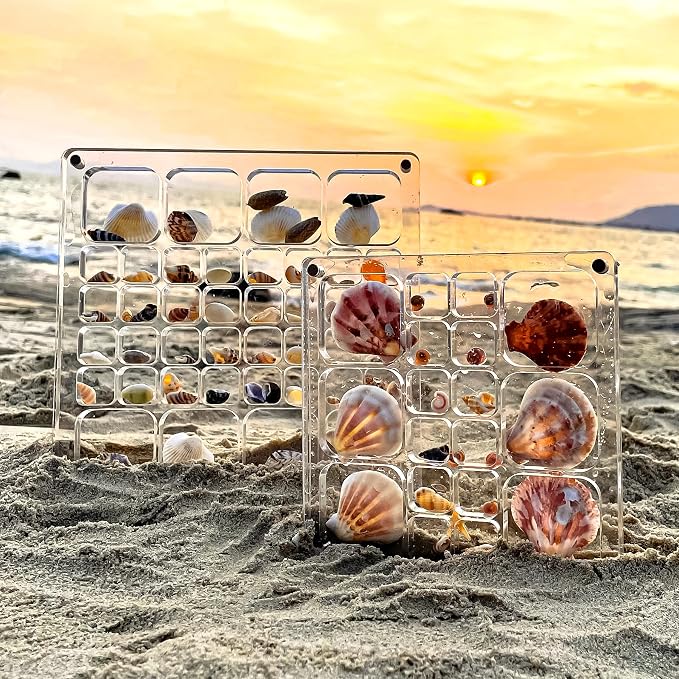Acrylic Magnetic Seashell Display Case HD Panel with Tweezers | Large Upgraded Grids with Magnetic Snap, a Seashell Display Box for Collecting Shells, Jewelry, Crystals, Beads - Image 5