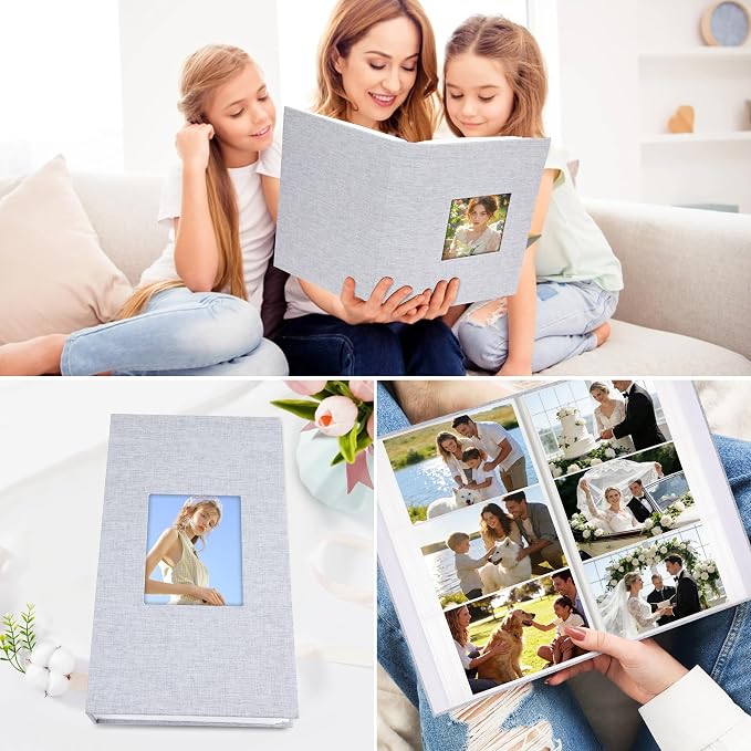 Aevdor 2 Pack 4x6 Photo Albums, Holds 600 Photos, Linen Cover, Grey | Linen Hardcover, Slip-In Pockets, Acid-Free & PVC-Free, Store Wedding Baby Vacation Memories - Image 6
