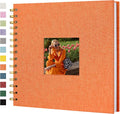 8"x8" Scrapbook Photo Album Linen Cover 20 Sheets 40 Pages White Paper | Orange Hardcover Kraft White Pages Memory Book, for Travel Wedding Guest Book Christmas Baby Fits 4x6 & Instant Photos by Hiwhy