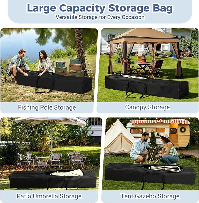 COOLBEBE 83" x 16" x 12" Extra Large Tent Storage Bag - 260L, Black | Heavy Duty Waterproof Duffle Bag for Tent Poles, Canopy, Hammock, Tripod, Fishing Gear, Sports Equipment & Outdoor Moving - Image 3