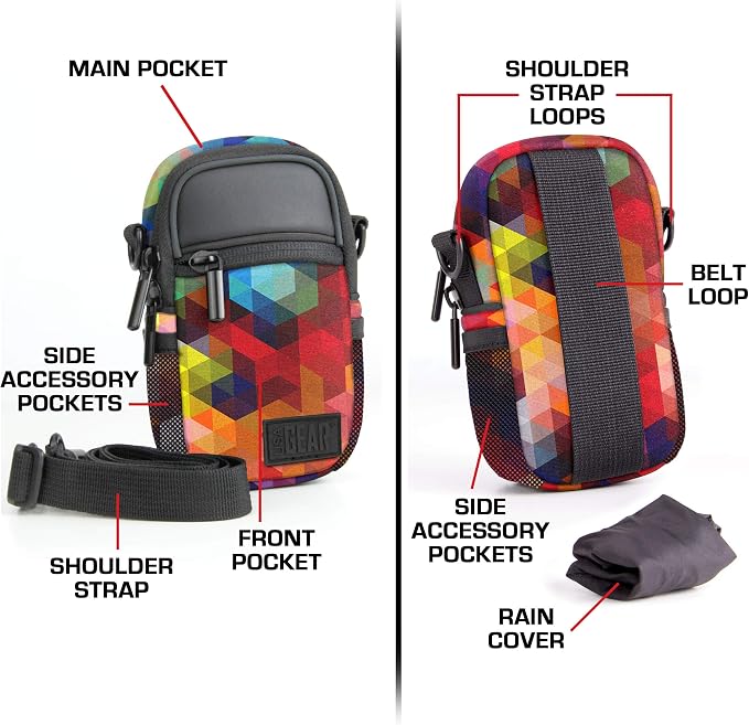 USA Gear Compact Camera Case Point & Shoot Camera Bag with Accessory Pockets, Rain Cover & Shoulder Strap Works W/Sony CyberShot, Canon PowerShot ELPH, Nikon COOLPIX, Olympus & More - Image 3