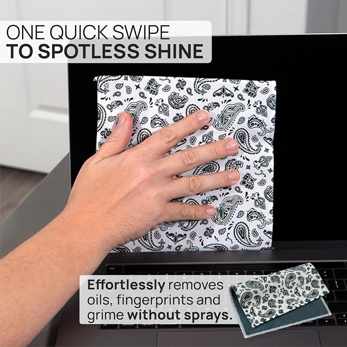 Microfiber Wholesale Quick Cloth Glasses Cleaning Cloths 8x8 Paisley White | 1-Pack with Case | Double-Sided Lens Cleaner Eyeglasses, Camera, Screens & Glass | Reusable Microfiber Glass Polishing Cloths - Image 2