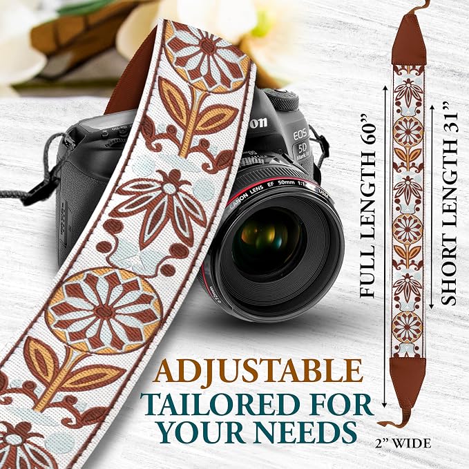 Art Tribute Camera Strap Personalized With Name - Shoulder, Crossbody & Neck Camera Strap for Photographers, Fits All Cameras, Canon Nikon Sony Fujifilm, Padded Strap W/Quick Release & Leather Ends - Image 7
