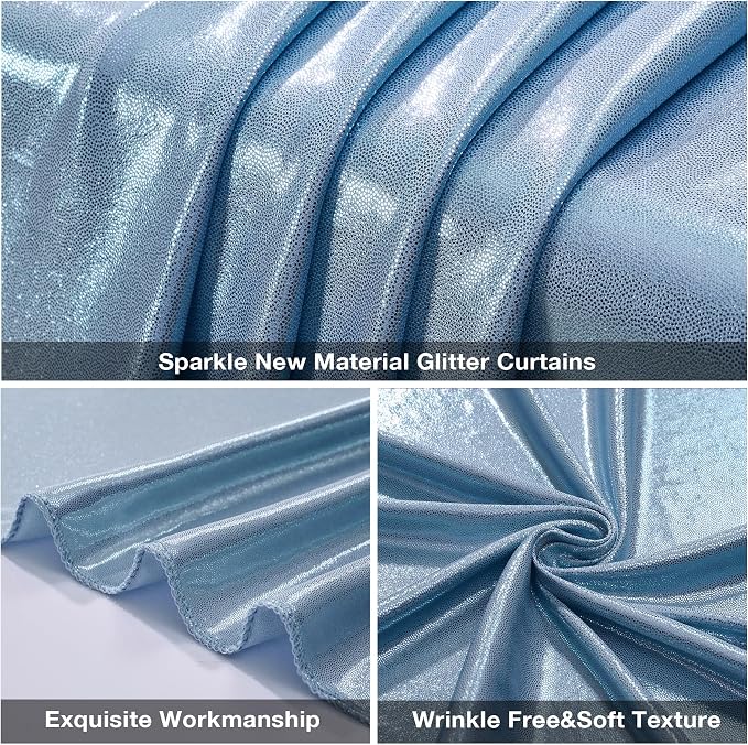 20x10FT Baby Blue Sequin Backdrop Curtain for Party - 4 Panels 5x10FT Wrinkle-Free Shimmer Drapes for Birthday, Wedding, Christmas, Decorations & Photography - Image 6