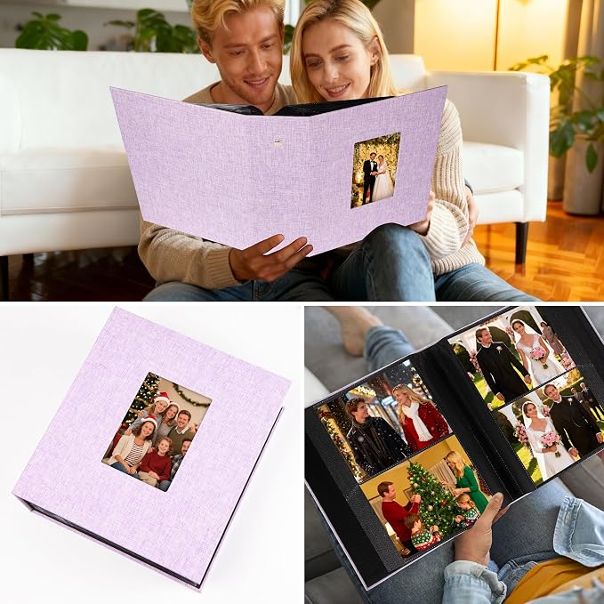 Aevdor 5x7 Photo Album, Holds 320 Photos, Linen Cover, Purple | Fits 5x7 Photos, Postcards & Artwork, Family & Wedding Albums, Baby & Travel Memories - Image 6