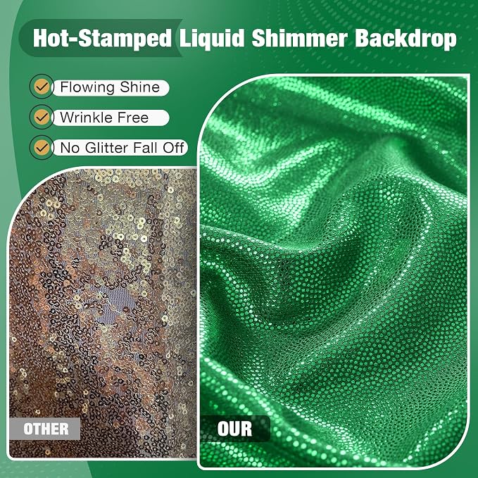 10x10FT Green Sequin Backdrop Curtain for Party - 2 Panels 5x10FT Wrinkle-Free Shimmer Drapes for Birthday, Wedding, Christmas, Decorations & Photography - Image 6