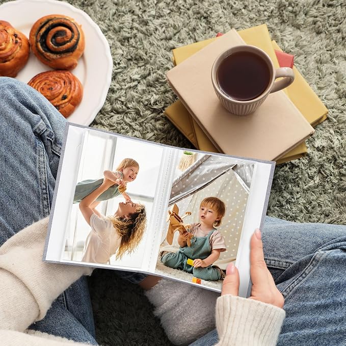 Vienrose 4x6 Mini Photo Album, 2 Pack, 52 Photos, Grey | Linen Cover, Photo Book, Baby Memory Book, Artwork Postcards Storage - Image 7