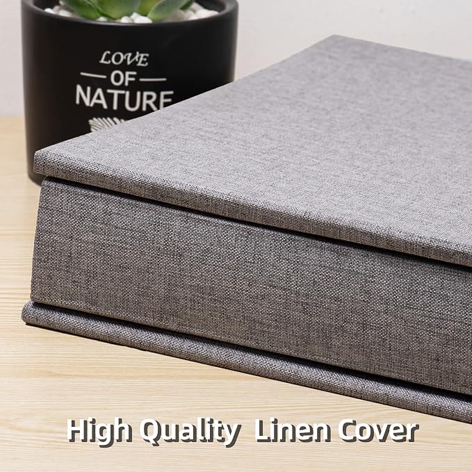 Large Photo Album Self Adhesive 4x6 5x7 3x5 8.5x11 Scrapbook Magnetic Album DIY Scrap Book Length 13 x Width 12.8 (Inches) 120 Sticky Pages Linen Cover DIY Photo Album (Grey) - Image 5