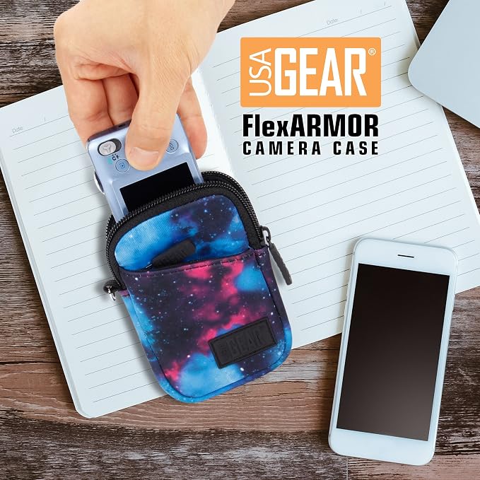 USA Gear Compact Camera Case Fits Kodak Pixpro FZ55, SD Card, Canon SX740 HS, Sony Cybershot T99, DSC-80 & more Small Digital Cameras - Belt Loop, Wrist Strap, Weather Resistant (Galaxy) - Image 9