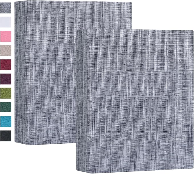 Mublalbum 2 Pack Small 4x6 Photo Album, 52 Pockets, Linen Cover,Gray | Linen Cover, Portable Mini Picture Book, Holds 52 Vertical Pockets for Artwork Postcards, Picture Storage by Mublalbum
