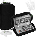 Eco-Fused Memory Card Case, 22-Slot Organizer for SD, microSD and CF | Zippered SD card holder for SDHC, SDXC, miniSD, microSD, CompactFlash CF, camera cards and small accessories by Eco-Fused