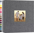 potricher Photo Album 4x6 Pictures, 200 Pockets, Linen Cover, Gray | Linen Cover, Front Window, Large Capacity 4x6 Picture Albums, Photo Book for Family, Wedding, Anniversary, Baby, Keepsake by potricher