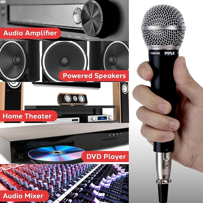 Pyle Professional Dynamic Microphone - 2-Pack Unidirectional Handheld Mic with Built-in Pop Filter, High Signal Output, 15 ft. XLR Audio Cable, Ideal for Stage, Karaoke & Studio Performances - Image 4