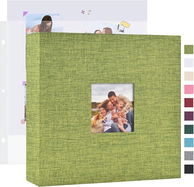 Mublalbum 10x10 Inch 3 Ring DIY Scrapbook Photo Album 80 Pages, Green | 3 Ring Binder Scrapbook, Linen Cover, 40 Plastic Sleeves 80 Pages, Memory Book for Wedding, Baby, Family, DIY Projects by Mublalbum