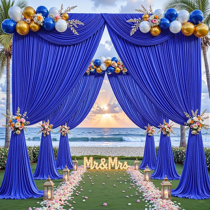 24ftx10ft Wrinkle Free Royal Blue Backdrop Curtain - 10 Feet Photography Backdrop Drapes, Silky Polyester Back Drop Cloth for Wedding Baby Shower Balloon Arch Background - Image 2