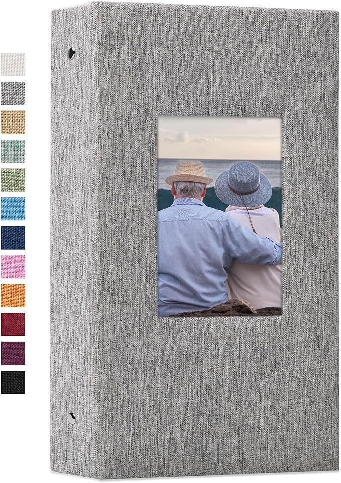 Vienrose 4x6 Photo Album,300 Pockets,Linen Cover with Window,Grey | Linen Hardcover, Slip In Photo Book, Family Memory Album, Travel Keepsake by Vienrose