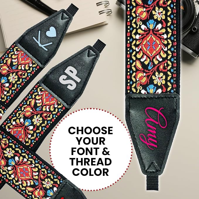 Art Tribute Camera Strap Personalized With Name - Shoulder, Crossbody & Neck Camera Strap for Photographers, Fits All Cameras, Canon Nikon Sony Fujifilm, Padded Strap W/Quick Release & Leather Ends - Image 8