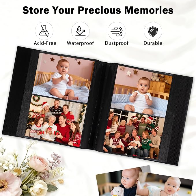 Aevdor 5x7 Photo Album, Holds 320 Photos, Linen Cover, Black | Fits 5x7 Photos, Postcards & Artwork, Family & Wedding Albums, Baby & Travel Memories - Image 3