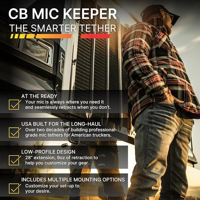 Gear Keeper CB Mic Keeper - Retractable Mic Holder for CB Radio (RT2-4212) | USA made CB mic holder retractable, snap clip mount, lanyard & mounting hardware included, 29" reach, 9oz retraction - Image 3