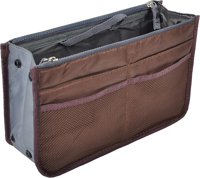 Vercord Purse Organizer Insert for Handbags Bag Organizers Inside Tote Pocketbook Women Nurse Nylon 13 Pockets Coffee Small by Vercord