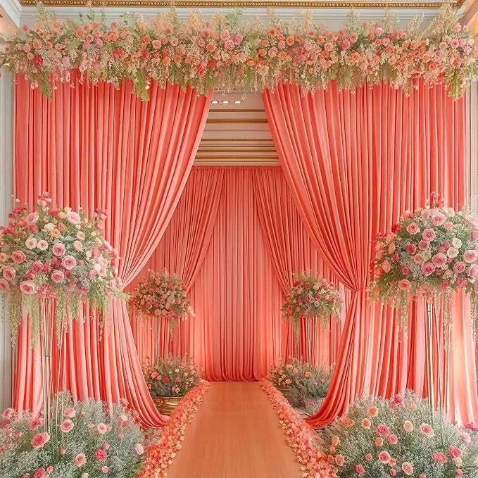 10x10 Orange Backdrop Curtain for Parties Wrinkle Free Orange Photo Curtains Backdrop Drapes Fabric Decoration for Wedding Birthday Party Baby Shower 5ft x 10ft,2 Panels - Image 4