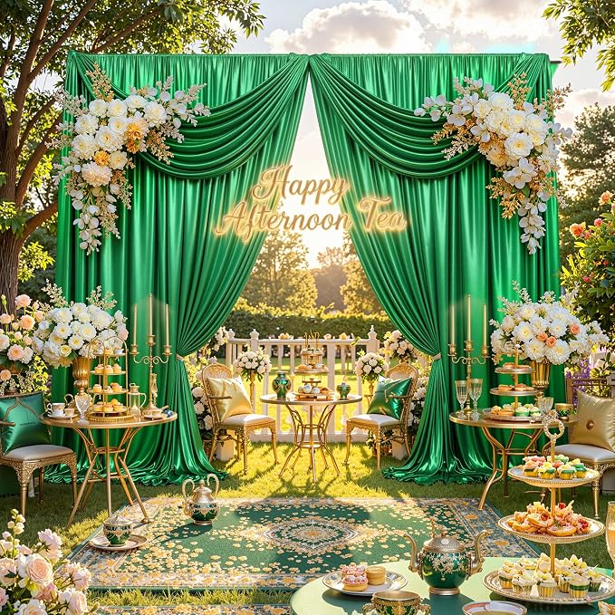 20x10ft Green Sequin Backdrop Curtains, Wrinkle Free Glitter Backdrop Drapes for Wedding Parties Photography Stage Decor, Non-Shedding 4 Panels Set (5x10ft Each) - Image 4
