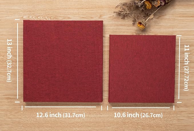 Large Photo Album Self Adhesive 4x6 8x10 10x12 13"x12.8" Magnetic Scrapbook Album 12.6"x11" Inch 40 Pages Linen Cover DIY Photo Album with A Metallic Pen and DIY Stickers(Red) - Image 6