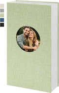 Vienrose Photo Album 4x6 Photos 420 Pockets Linen Cover Slip-in Photo Book with Round Window for Wedding, Vacation Memories, Personalized Picture Organizer, Green by Vienrose