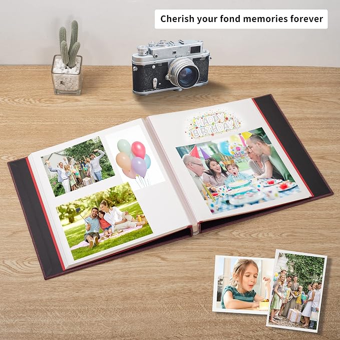 Photo Album Self Adhesive Scrapbook Album for 4×6 Pictures DIY Magnetic Linen Cover Album 15 Sheets/30 Blank Pages for Family Wedding, Birthday, Christmas, Anniversary (Purple) - Image 2