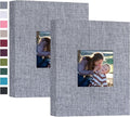 Mublalbum 2 Pack Small Photo Album 5x7, 52 Pockets, Linen Cover,Gray | Linen Cover with Display Window, 52 Vertical Pockets, Portable Mini Picture Book for Artwork Postcards, Picture Storage by Mublalbum