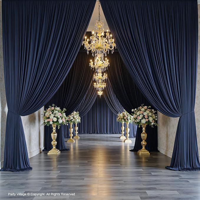10x12 ft Navy Blue Backdrop Curtains for Weddings, Birthdays and Photos - Image 8