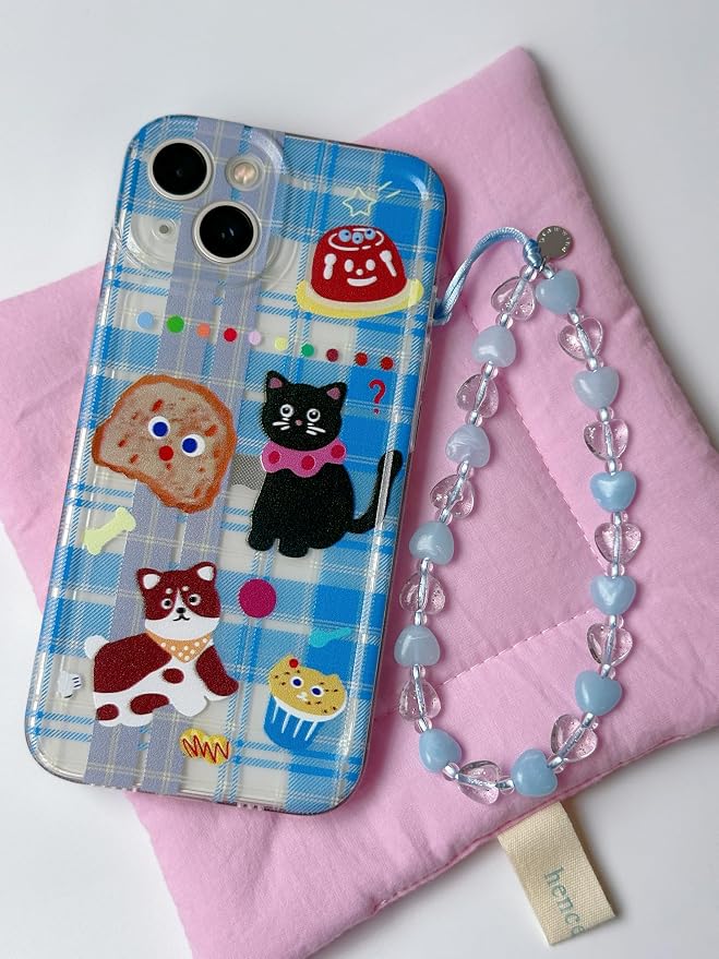 Drawwind Phone Charm Strap Cute Wrist Straps Cell Phone Charm String Y2K Aesthetic Lanyard Wristlet Chain for Case Camera AirPods Bags Keychains (Blue Hearts) - Image 4