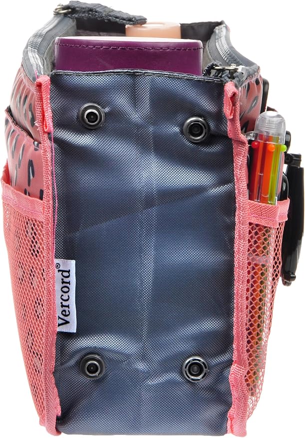 Vercord Purse Organizer Insert for Handbags Bag Organizers Inside Tote Pocketbook Women Nurse Nylon 13 Pockets Pink Leopard Small - Image 4