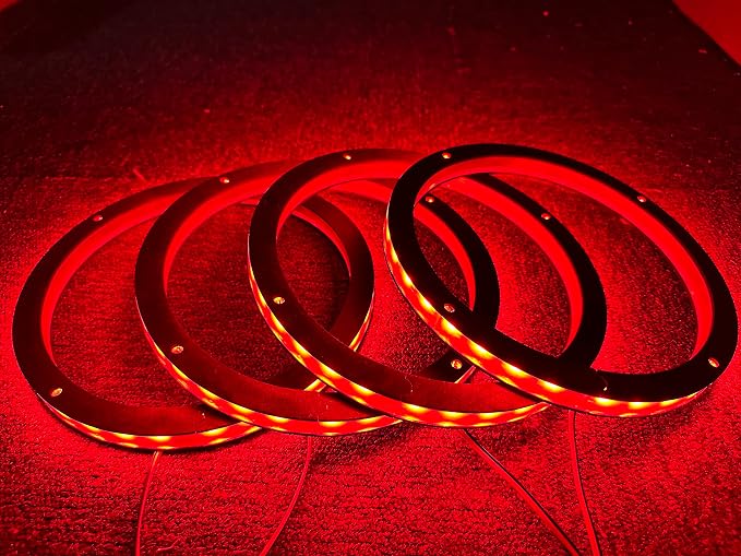 4PCS 6.5" RGB Multiple Changing Car LED Speaker Ring Light Kit Colors Shift Coxial Lights Spacer Ring Light Bluetooth App & Remote Control - Image 4