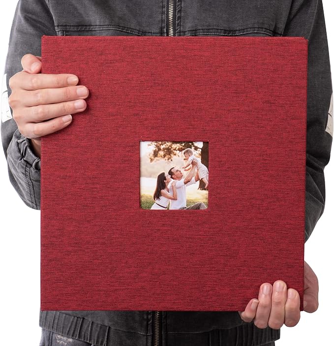 HoneyTolly Large Photo Album Self Adhesive, DIY Scrapbook Album for 600 Photos, 13"x12.6" 120 Pages Linen Cover Memory Book(Red) - Image 7