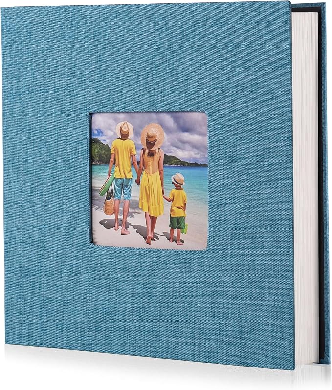 Photo Album Self Adhesive Scrapbook Album for 4×6 Pictures DIY Magnetic Linen Cover Album 15 Sheets/30 Blank Pages for Family Wedding, Birthday, Christmas, Anniversary (Sky Blue) by HoneyTolly